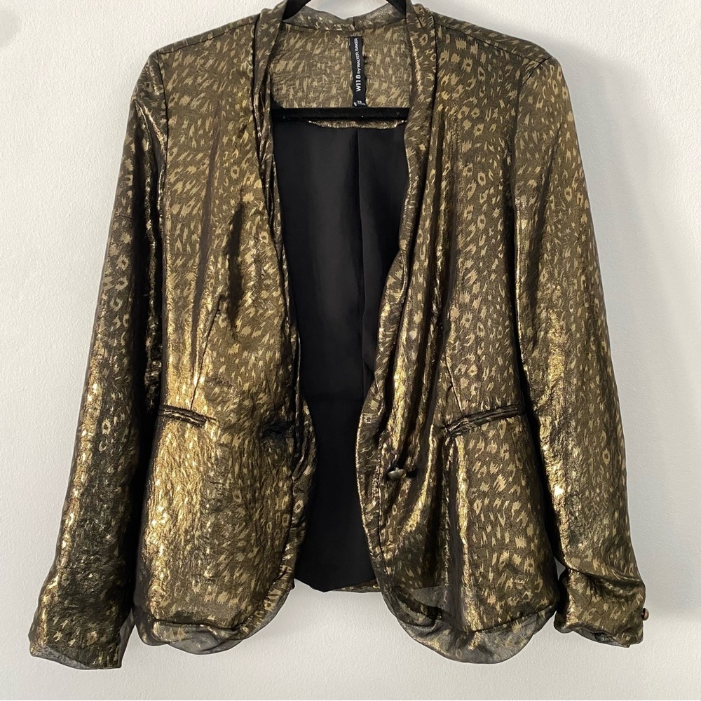 Walter Baker Genny sheer gold black lightweight leopard jacket blazer XS - Picture 4 of 11